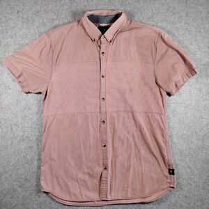 Roark Revival Short Sleeve Button Up Shirt Mens XL Dusty Rose Striped Woven